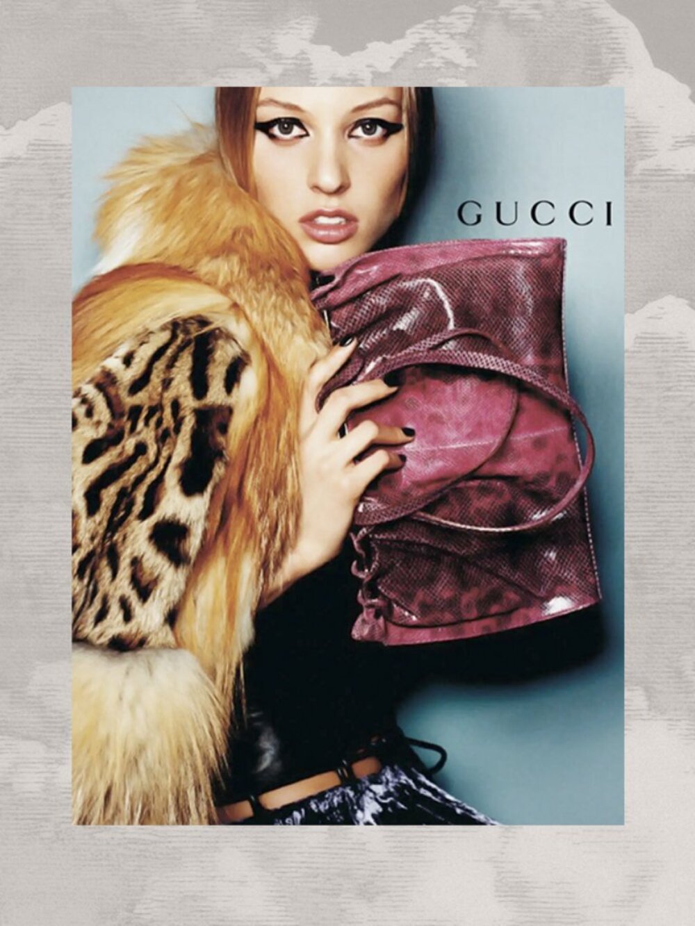 GUCCI Tom Ford Era Karung Exotic Skins pink gunmetal bag clutch 1999 Y2K
